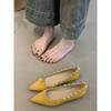 Design Sense, Niche Temperament, Rivets, Doudou Ladyshoes, Pointed Single Shoes, Spring and Summer Soft Flat Bottom Inner Height Increase