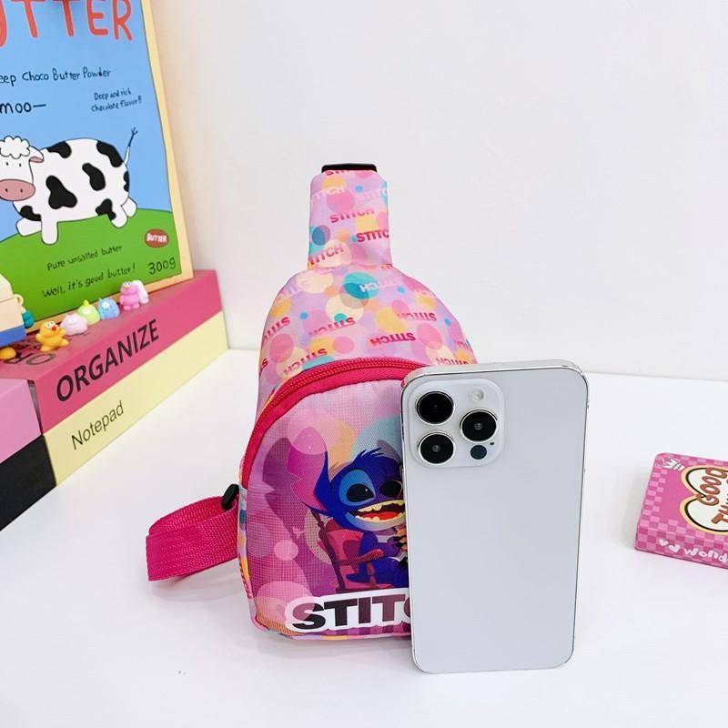 Stitch Cartoon Kids Coin Purse Chest Bag With Polyester Lining For Daily Outdoor Use