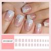 24 pz/set Quick Nails Glitter Bianco Gradiente Nail Art French Unghie Indossabili Adesivi per Unghie Rimovibili Impermeabili Unghie Finte