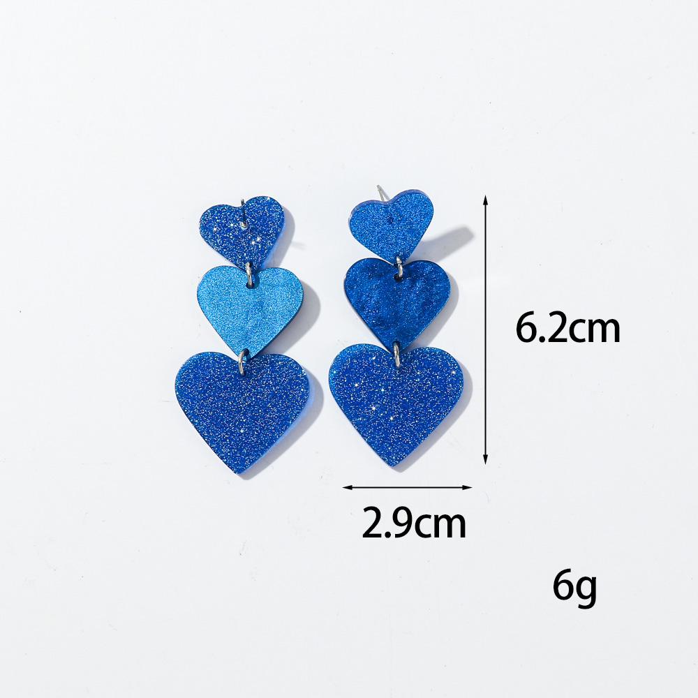 New Valentine's Day Acrylic Earring for Women Girls Glitter Colorful Love Heart Splicing Drop Earrings Sweet Jewelry Gifts