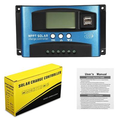 Régulateur de charge solaire MPPT 30A 40A 50A 60A 100A 12V 24V Auto Double USB Déchargeur de charge Régulateur de panneau solaire Écran LCD