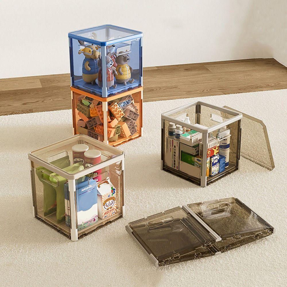 

Practical Plastic Foldable Storage Basket Dustproof Large Capacity Wardrobe Storage Box with Lid Sundries Storage Box Snacks