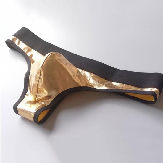 Culottes pour hommes Club Élasticité Couleur contrastée Séchage rapide Surface brillante Taille basse Vêtements de club Sous-vêtements en similicuir String pour hommes Night-club