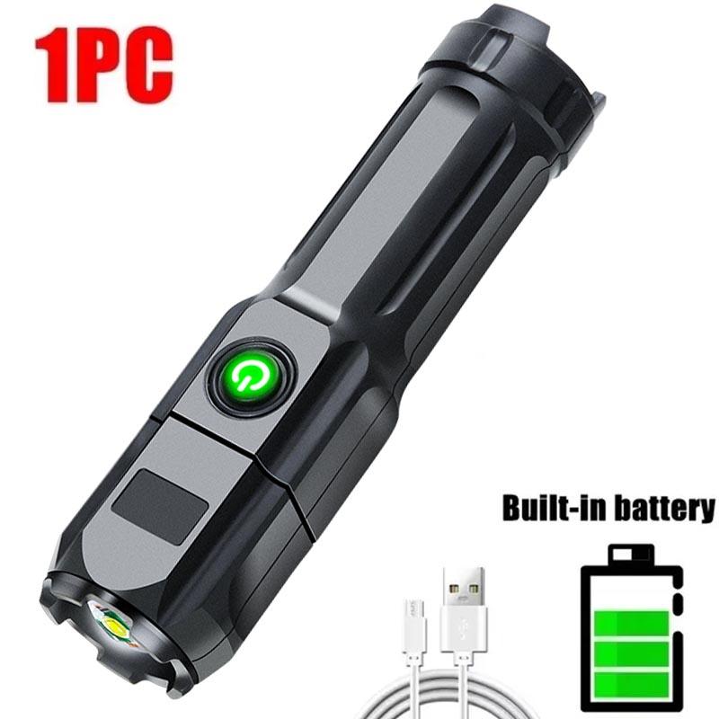 Ultra-bright LED Flashlight Rechargeable Torch Outdoor Zoomable Lantern Portable Waterproof Light for Camping Hunting Hiking