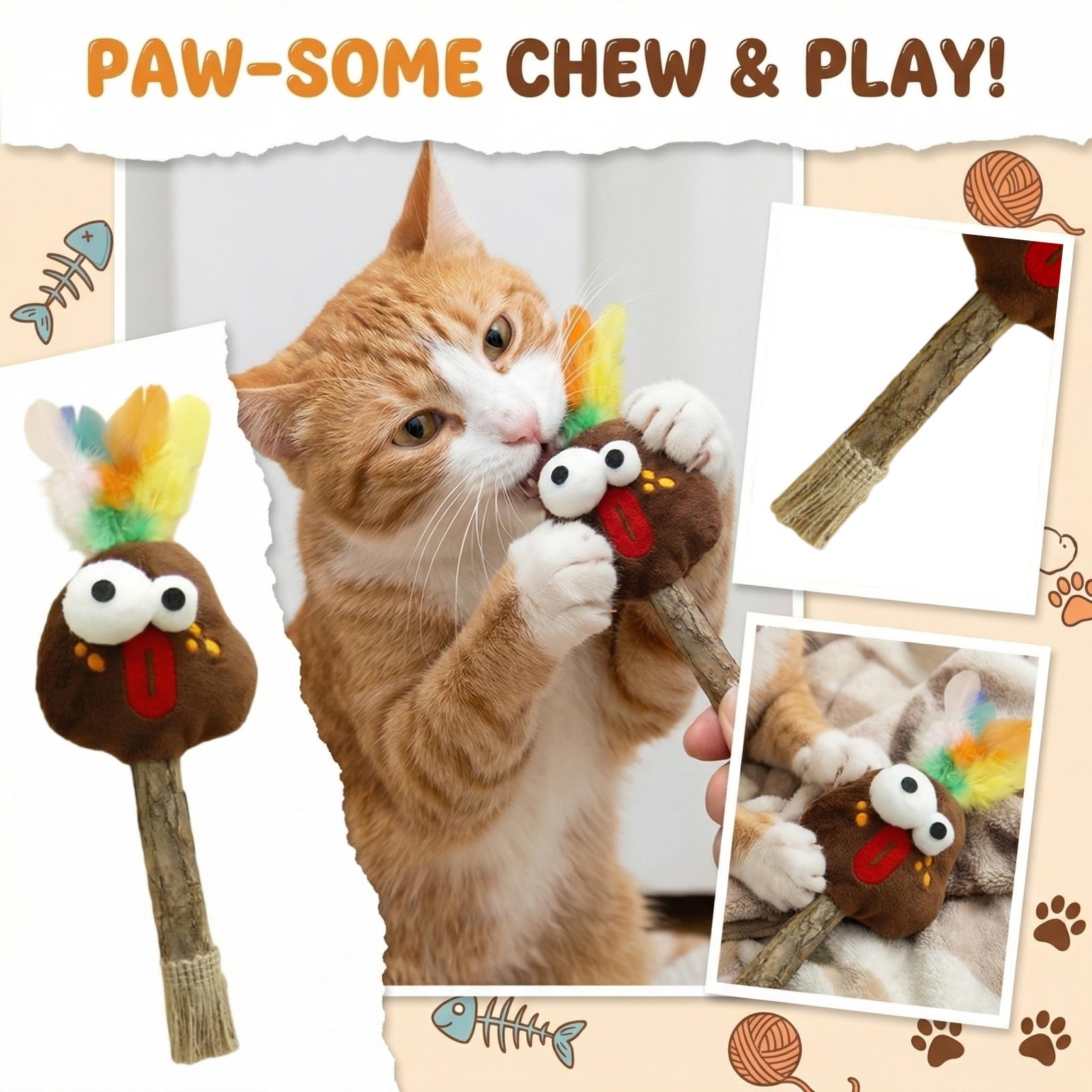 

Interactive Catnip Silvervine Chew Toy With Bell, Jute Rope & Colorful Feathers, Teeth Cleaning Cats Teaser Wand For & Adult Cats, Natural One Size