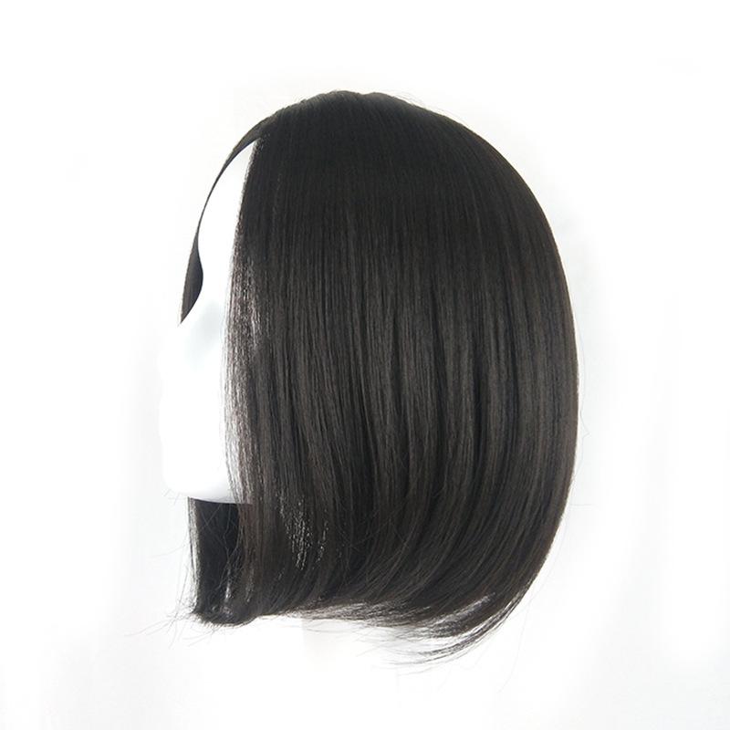 European and American wig female black short medium bobo Bobo head high temperature silk chemical fiber hair button mesh head