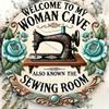 Crafters Vintage Welcome Metal Sign X Floral Sewing Machine Art Farmhouse Cafe Wall Decor