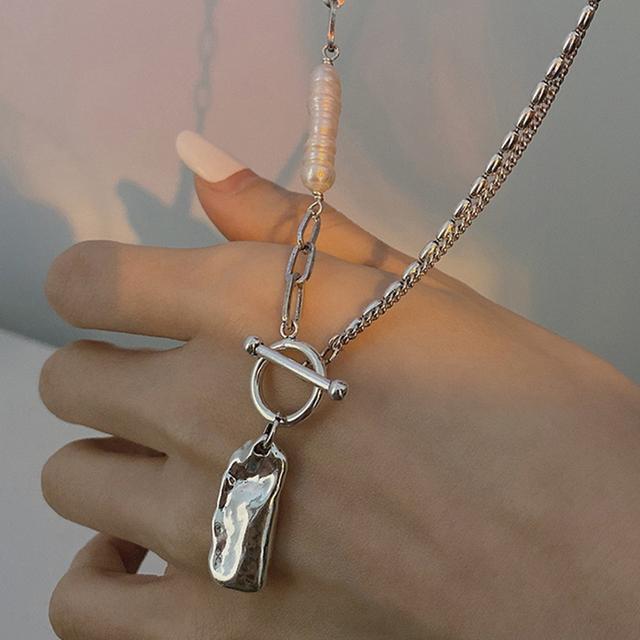 

ANENJERY женские модные украшения с нерегулярным жемчугом OT ожерелье с пряжкой женский темперамент корейский нишевый дизайн аксессуары