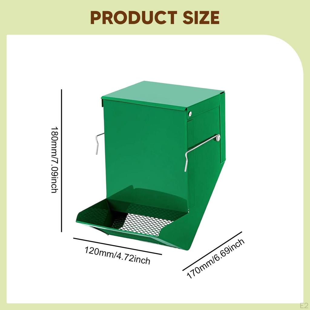 2Pcs Feeder for Cage Feed Trough with Dustproof Lid, Small Animal Food Dispenser Chicken