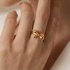18K Gold Plated Stainless Steel Bow Ring - European American Fashion, Light Luxury, Versatile & Stylish Index Finger Ring