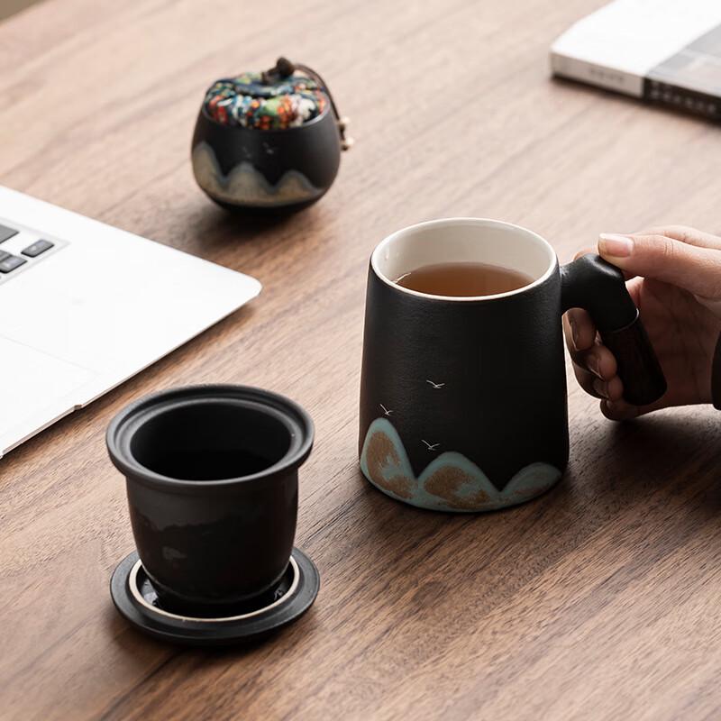 Hand-Painted Ceramic Tea Cup with Infuser Set