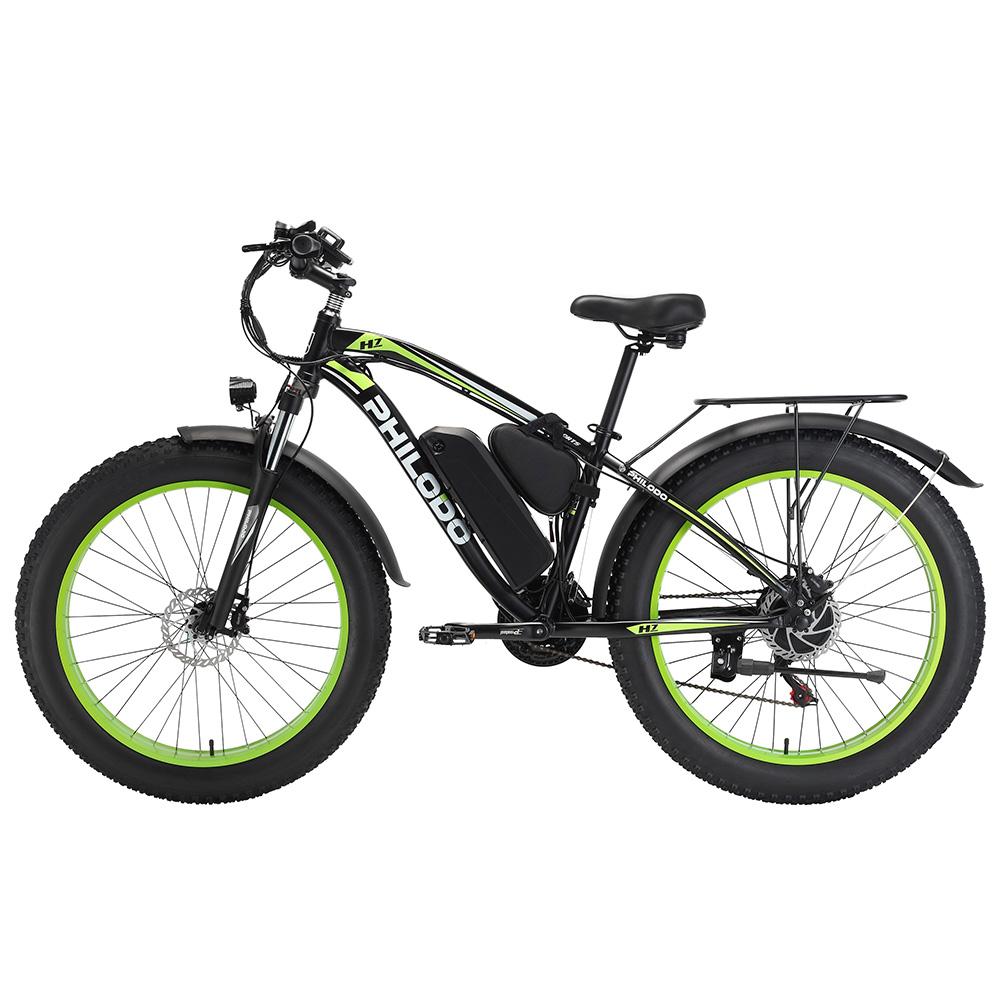 Electric Bicycle Adult Philodo H7 Pro 26" 1000W Motor All-Terrain Electric Bike 48V 17.5AH 21 Spped Fat Tire Ebike Max Load 150Kg Green