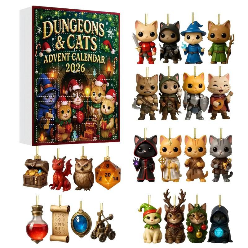 2026 Christmas Advent Calendar Blind Box Pet Series Acrylic Ornament Hanging Decor Tree