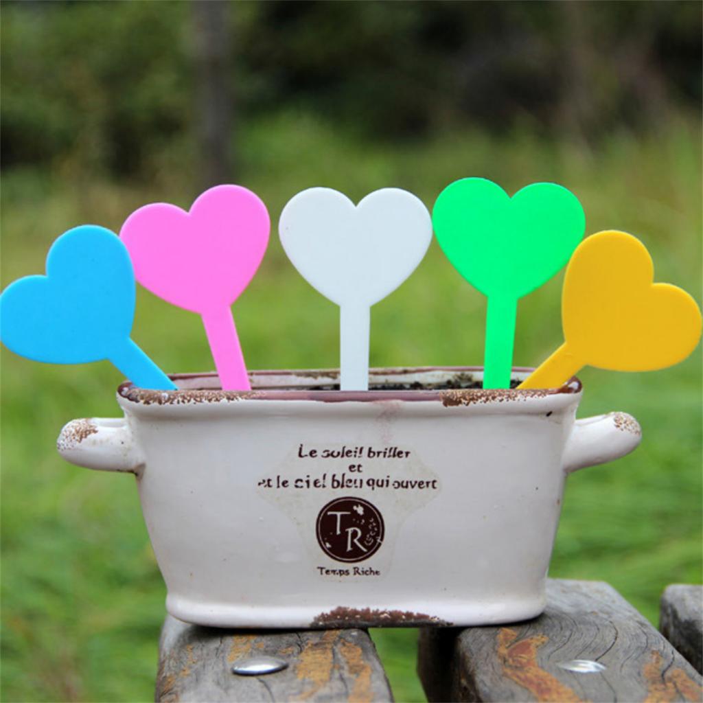 100Pcs Plant Labels Heart-shape Clover-Shape Waterproof Flower Herb Nursery Tags Garden Balcony Potted Plants Marking Signs