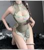 Manyan See-Through High Waist Split Skirt Cheongsam Lingerie Set