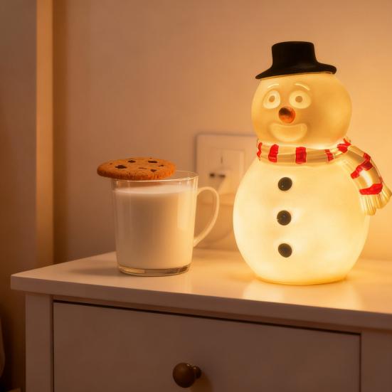 USB Powered Snowman Night Light Cute Christmas Desk Lamp with Warm Glow Holiday Decor for Office Bedroom