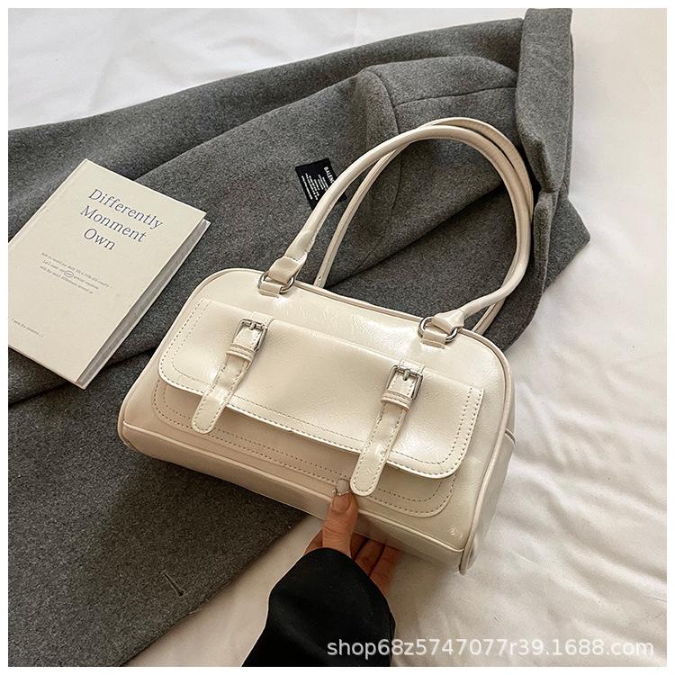 Retro women's bags, high-end underarm bags 2025 new simple large-capacity bowling bags, fashionable commuter bags