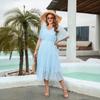 Taglie Forti Tinta Unita Casual Vacanza Eleganti Abiti Midi