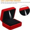 Velvet Ring Holder Case Square Shape Jewelry Organizer Box LED Ring Jewelry Box  Anniversary