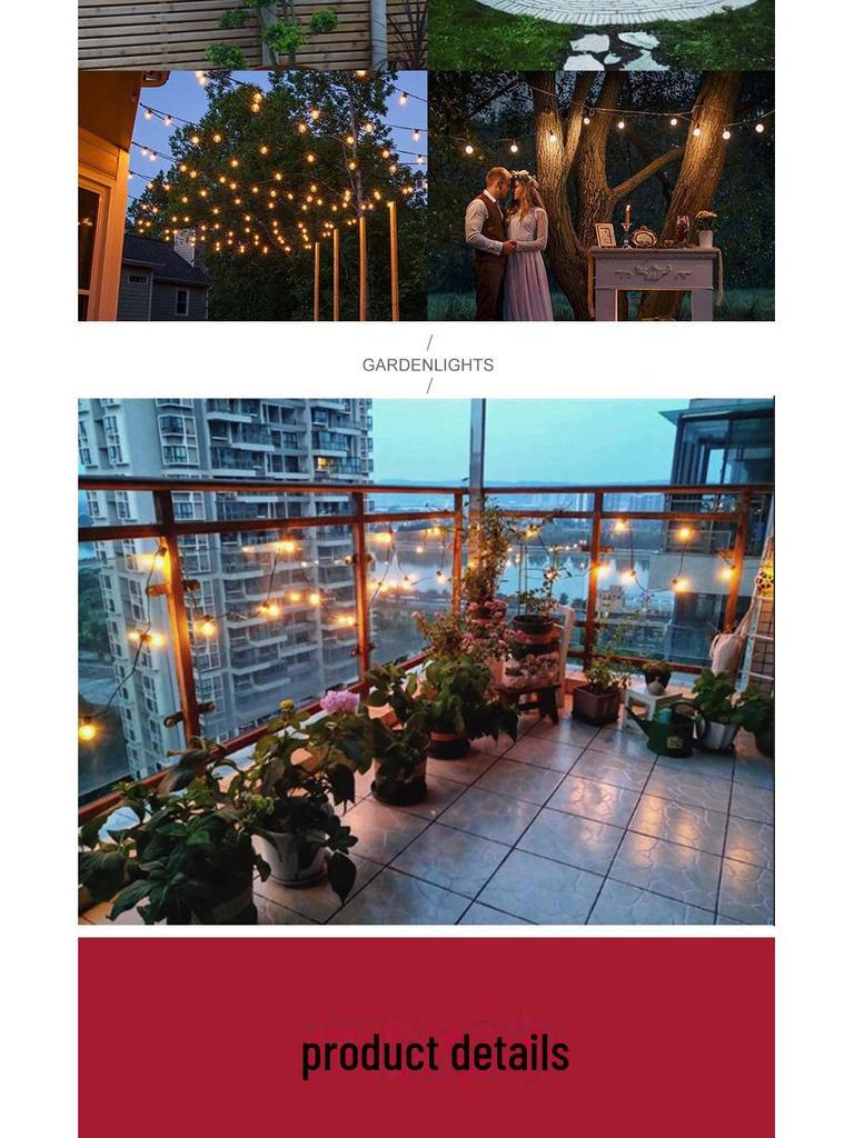 Solar S14 Outdoor LED E27/E26 Bulb String Lights for Garden and Holiday Decor