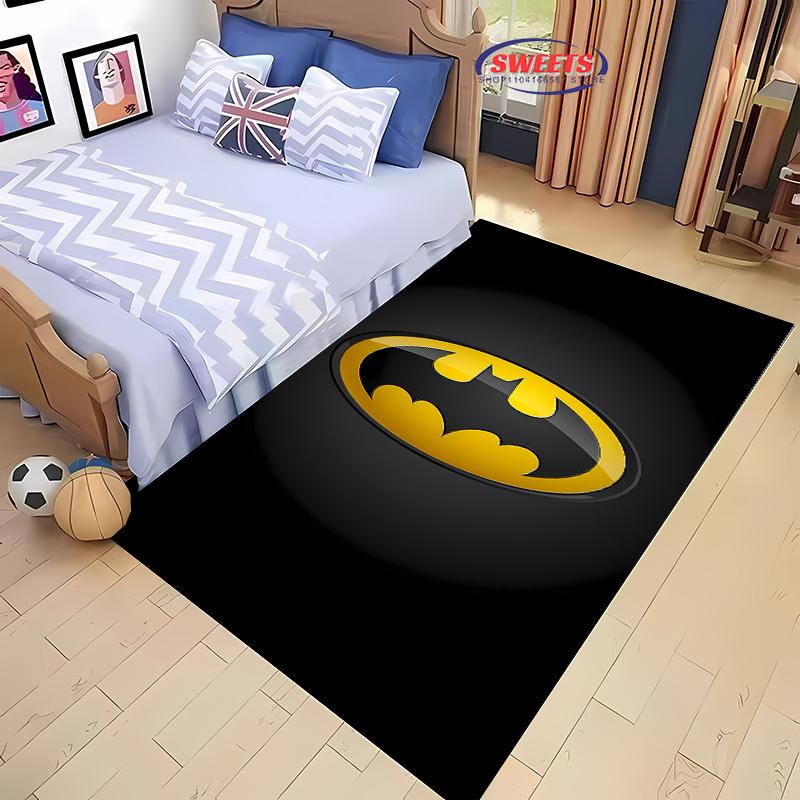 Tappeto Classico DC Batman, Logo Batman Soggiorno Camera da Letto Bambini Tappetino da Letto, Tappeto Confortevole Antiscivolo Resistente, Tappeto Lavabile in Lavatrice