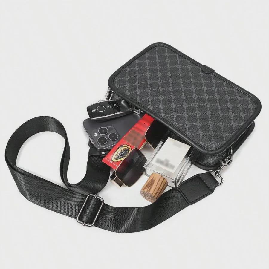 Karierte Herren-Umhängetasche: Trendy koreanische kleine quadratische Messenger-Tasche für den gelegentlichen Arbeitsweg