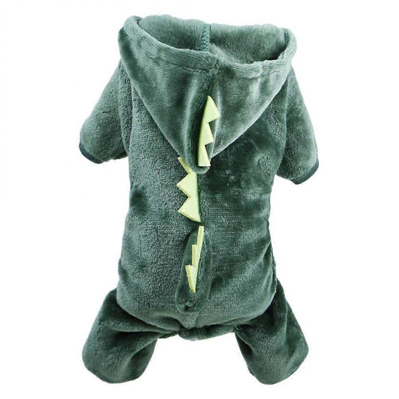 Green Dinosaur Designed Dog Outfit for Pet Use Crafted with Coral Fleece