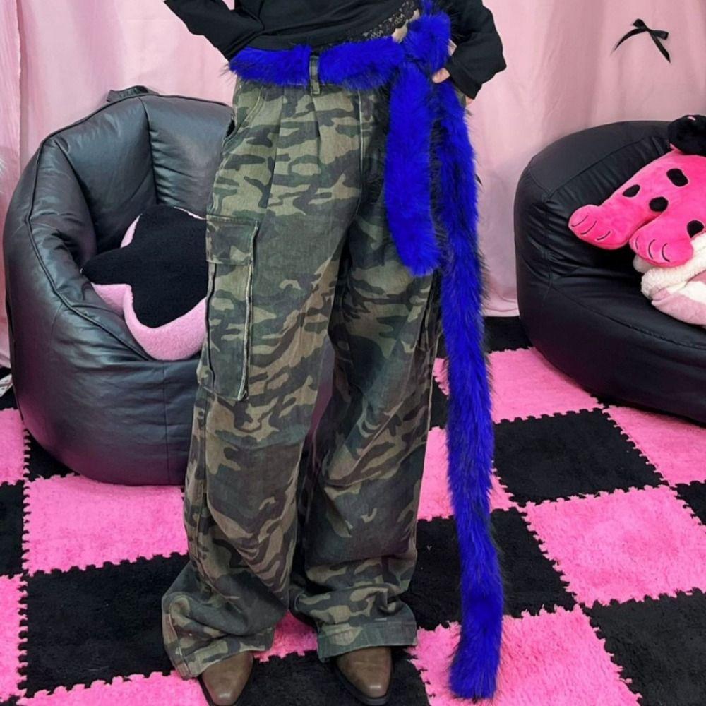 Y2K Punk Pelsbelte Supermykt Plysj Midjekjede Harajuku Hiphop Jeansbelte Jeansbukser Dekor