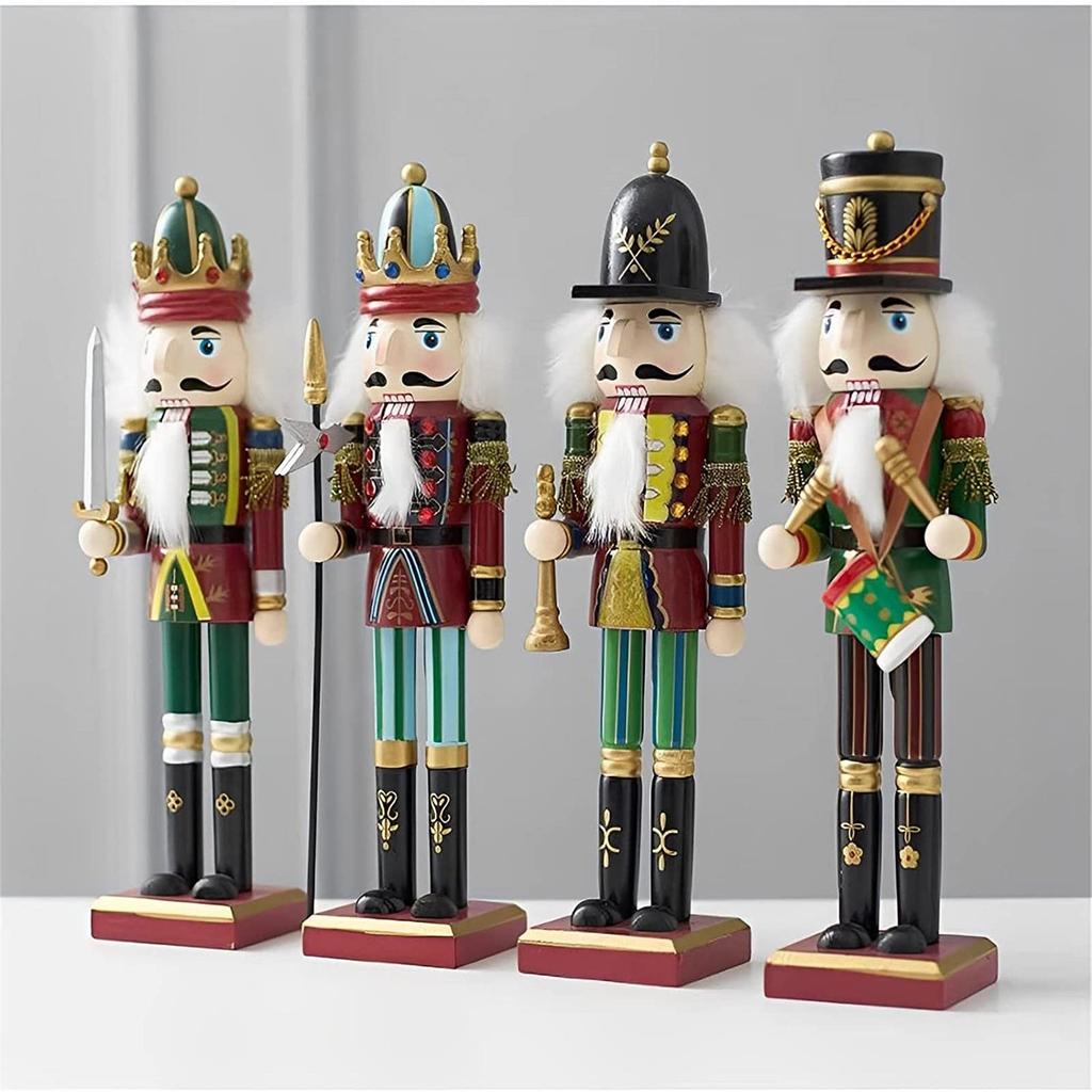 Christmas Nutcracker Ornament 12 inch Traditional Painted Wooden Nutcracker Soldier Doll Nutcracker Figures Holiday Party Tabletop Christmas