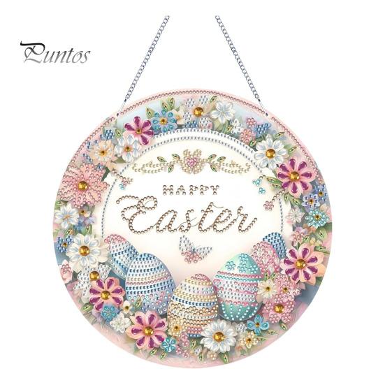 

DIY горный хрусталь художественный кулон акриловый двухсторонний пасхальное яйцо подвесное украшение искусственный бриллиантовый орнамент для домашнего офиса стены двери декор разноцветный