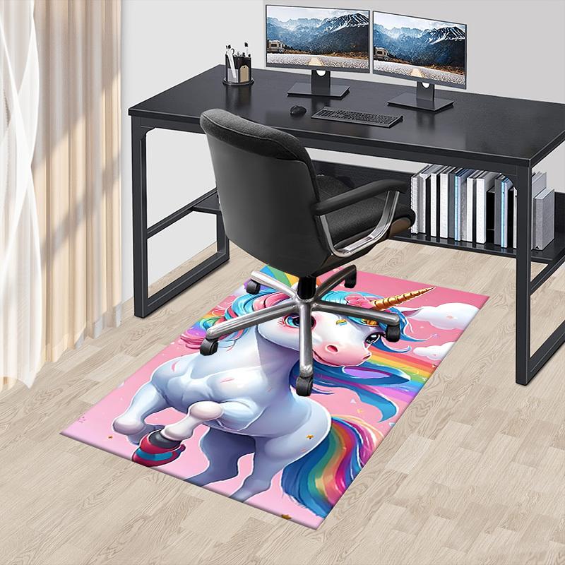 1pc Unicorn Rainbow Carpet Anti Slip Polyester Floor Mat for office.Bedroom