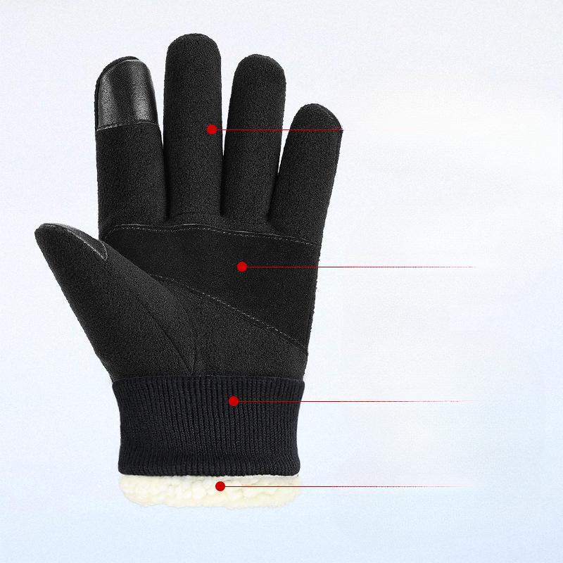 Winter Gloves Touch Screen Fleece Thickened Windproof and Cold Resistant Outdoor Snow Capped Skiing and Cycling Warm Gloves for Men