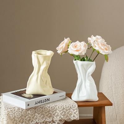 Shell Plastic Vase Home Decor Folding Hydroponic Flower Arrangement Vase Imitation Ceramic Landscape Art Flower Pot Decoration