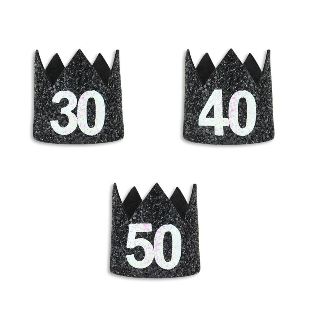Birthday Hat Glitter Crown Design Shiny Festive Party Headwear for Adult Costume Photo Shoot Shower Celebration Prop