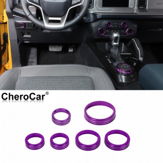 6X Air Condition/Headlight/Radio Switch Knob Trim Ring  for Ford Bronco purple