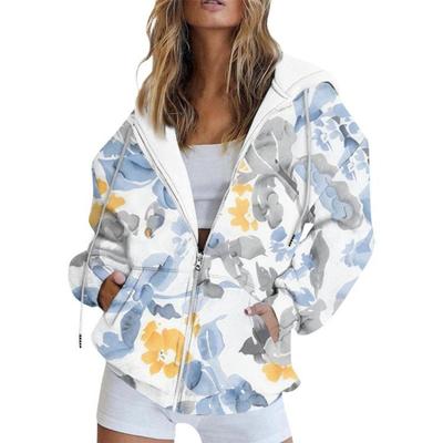 Damen Casual Reißverschluss Oversized Langarm Hoodie Sweatshirts Herbst Mode Outfits Jacken