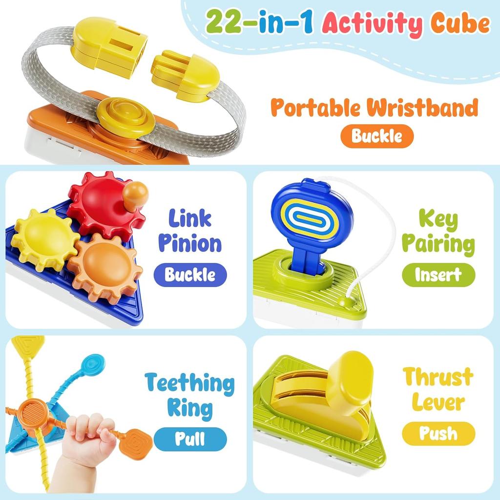 22-in-1 Baby Busy Board Activity Cube Toys Montessori Toy Educational Learning Sensory Travel Toys for Infant Christmas Gifts