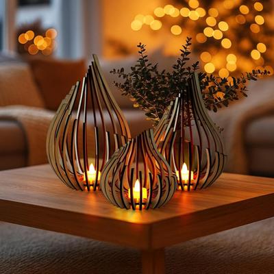 Wooden Candle Holder Modern Minimalist Style Candlestick Tea Light Holder Handcrafted Pillar Candle Stand for Dining Table Fireplace Shelf Home Decor
