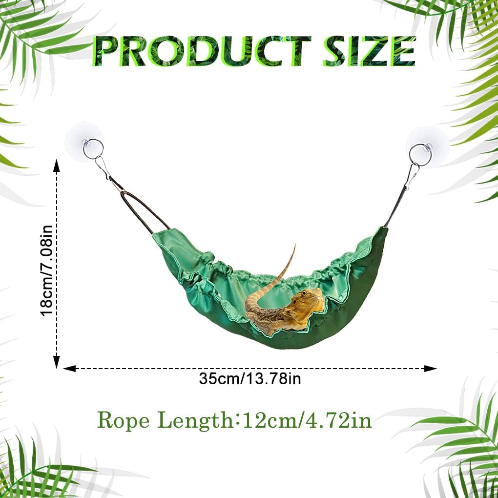 FineInno Reptology Lizard Hammock with Suction Cups Bearded Dragon Tank Accessories Reptile Lounger for Chameleon, Snakes, Lguana Reptiles, Geckos,