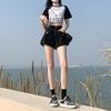 Pantaloncini Denim Neri e Grigi da Donna Nuovi Estivi Sottili a Vita Alta Ampi Slimming Gamba Larga Hot Pants
