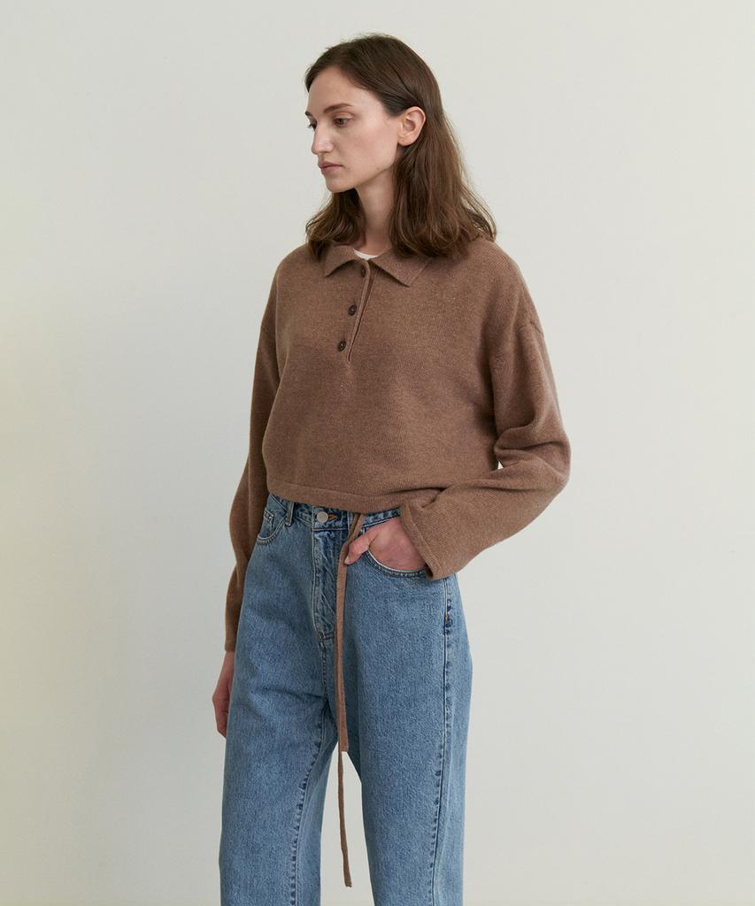 STEP AROUND Cashmere Crop Collar Knit_Cinammon