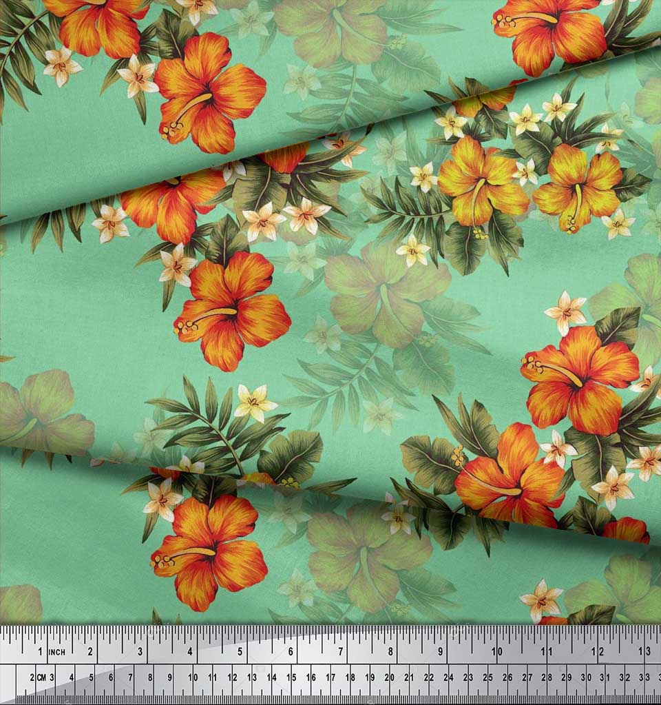 Soimoi Japońska krepa satynowa Tkanina w kwiaty i liście Tropikalne nadruki na metry 42 cale