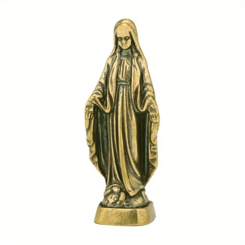Vintage Brass Blessed Virgin Mary Figurines Miniatures Desktop Ornaments Holy Mother Small Statue Home Decorations Crafts Gifts