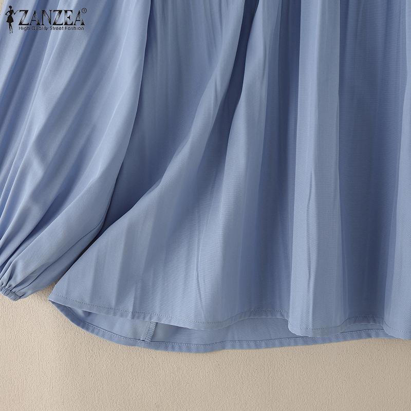 ZANZEA Lässige Bluse mit Rundhalsausschnitt und langen Ärmeln für Damen