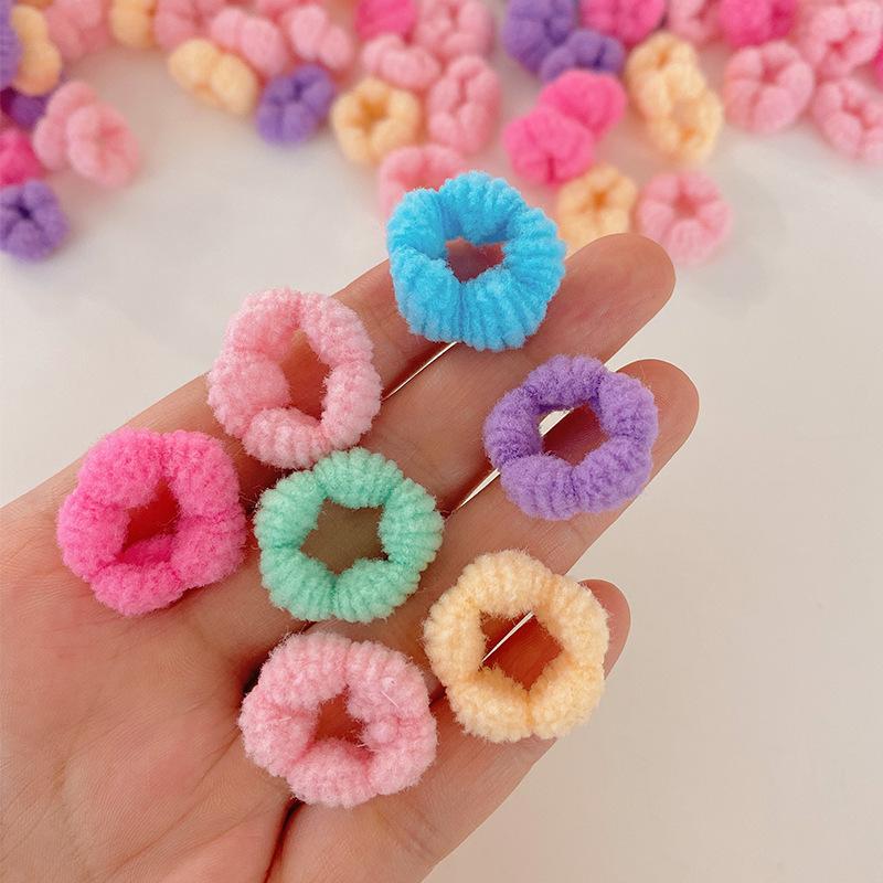 100 Pezzi/Scatola Mini Carini Fasce per Capelli da Bambina Colorati Elastici per Capelli per Bambini Scrunchies Elastici in Gomma per Accessori Capelli da Bambina
