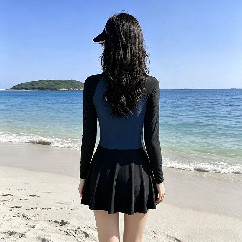 Swimsuit Women's 1011 New One-piece Long-sleeved Meat-covering Swimsuit Conservative and Thin Women's Hot Spring Swimsuit