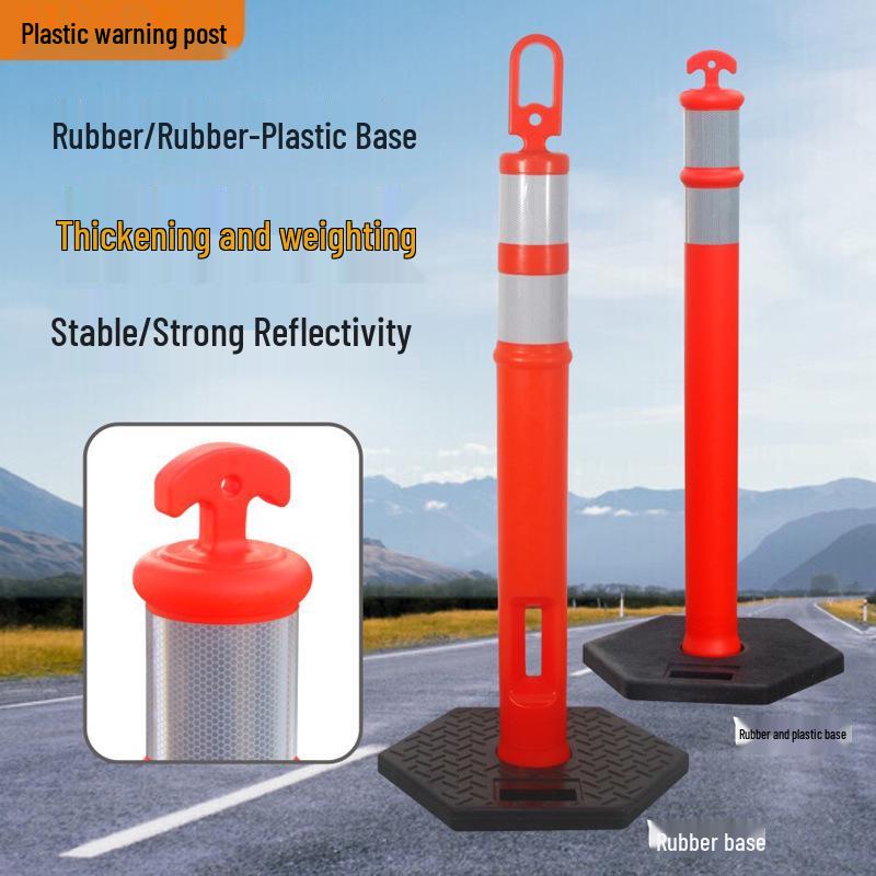 Reflective Elastic Traffic Bollard: PU Anti-Collision Post & Rubber Road Barrier