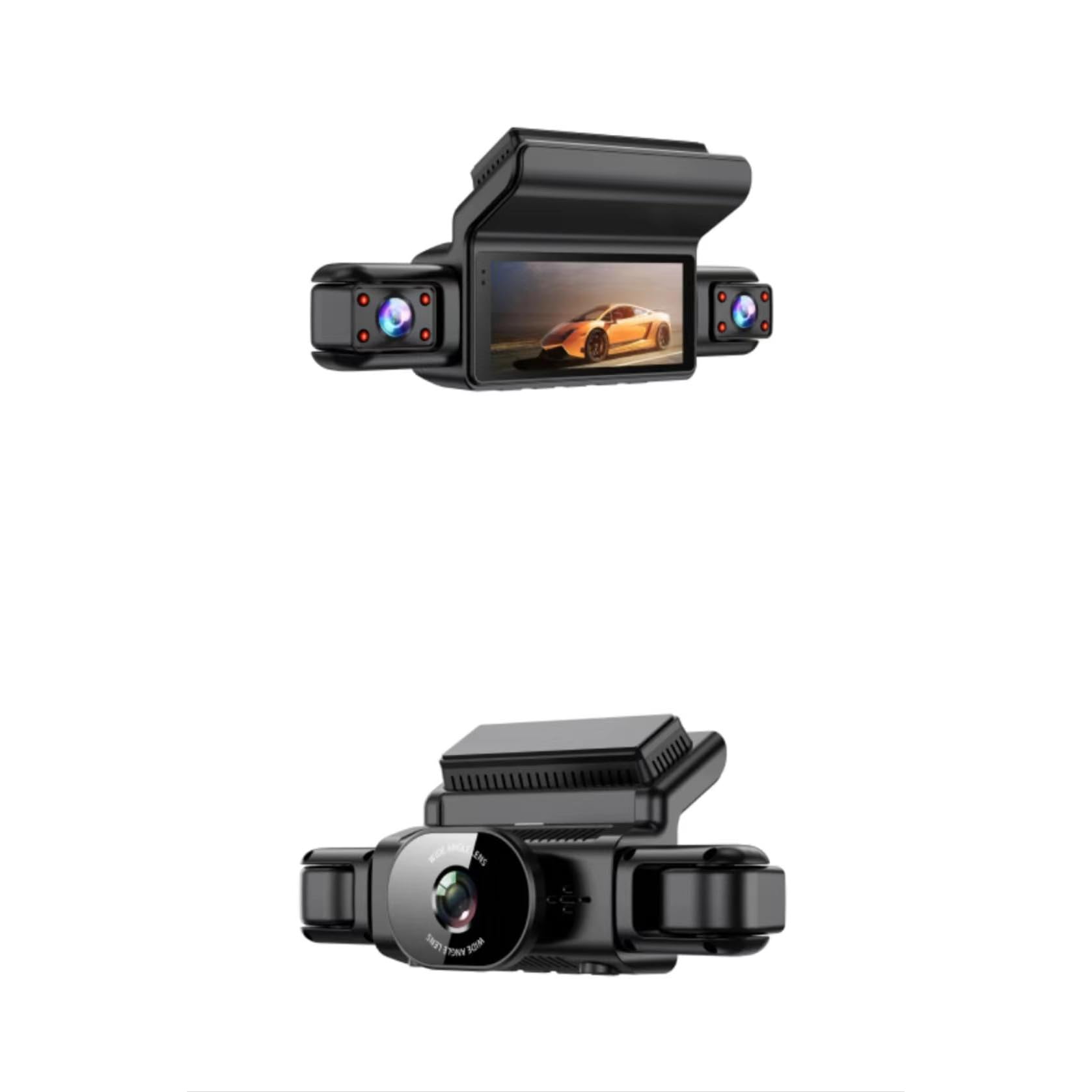 

DWCQRTM Dash Cam with 1080P Full Night Parking 32GB Card Loop LED Traffic Light Motion and Infrared Night Vision 4-Camera WiFi, WDR, HDR, HD,