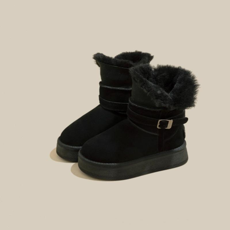 Yunfu Warm Flip Fleece Thick-soled Medium Tube Snow Boots Women's 2025 Winter New Mao Mao Thickened Northeast Cotton Shoes