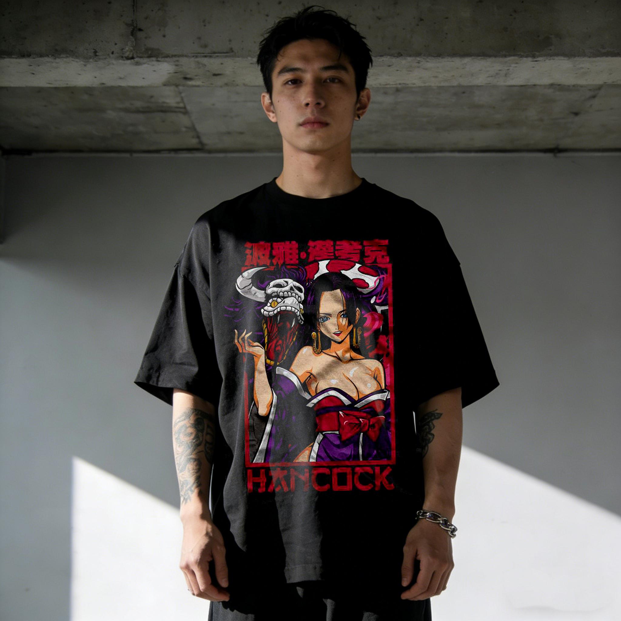 

One Piece Boa Hancock Print Cotton T-shirt Summer Anime Men Women 2026 Short-sleeved Retro Harajuku Y2K Streetwear Tee Tops S